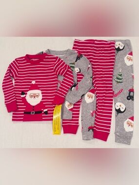 Kids Red Santa Stripe Pajama Set - Holiday Sleepwear 2T